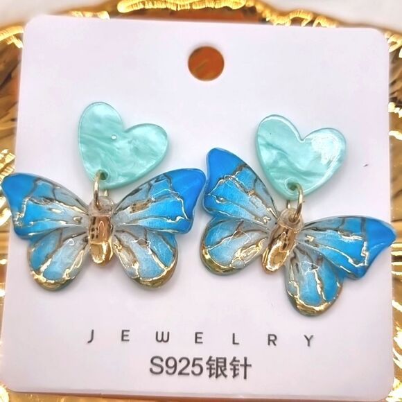 New BUTTERFLY dangle earrings with 925 silver posts - Picture 9 of 13